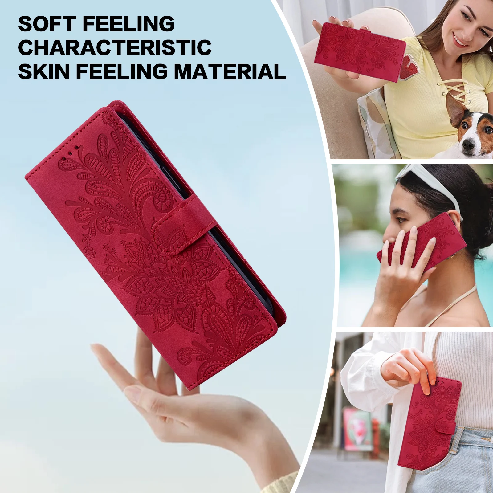 Embossing Magnetic Flip Leather Cover For Motorola Edge 30 40 50 Pro Lite Neo Fusion Wallet Case Moto Edge Plus 2023 view 5