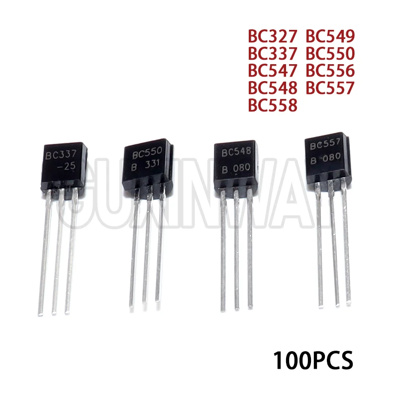 100pcs BC327 BC337 BC547 BC548 BC549 BC550 BC556 BC557 BC558 TO-92 Transistor NPN PNP New Original