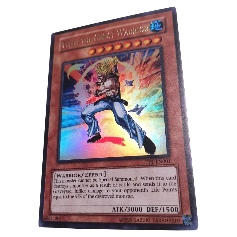 YuGiOh Tyler The Great Warrior Animation Characters Self Made Refraction Flash Card Anime Classics Game Collection Cards Toy