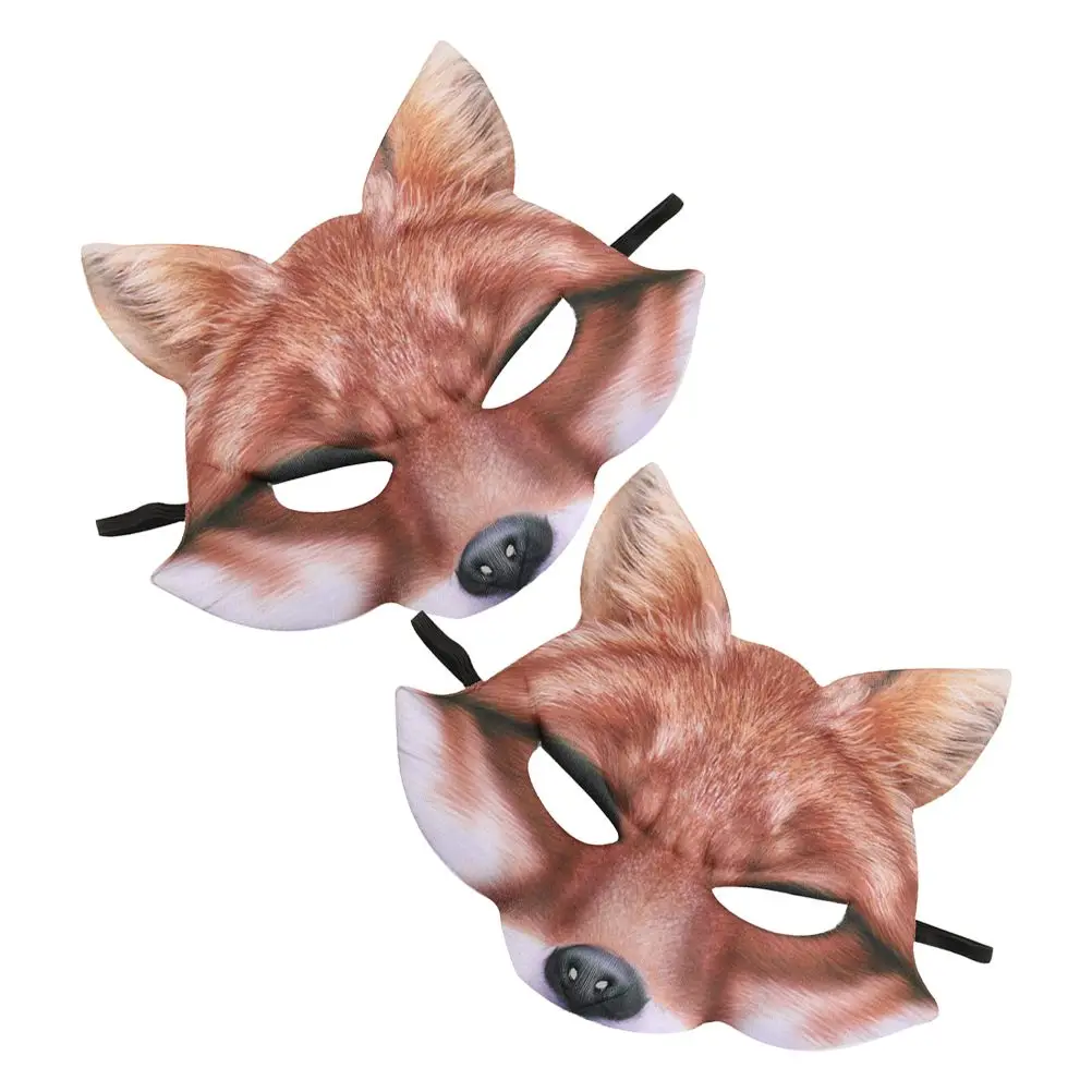

Fox Mask 2 Pcs Faux Masquerade Animal Face Fox Masquerade Mask Set Masks White Yellow Party Accessories Realistic Design