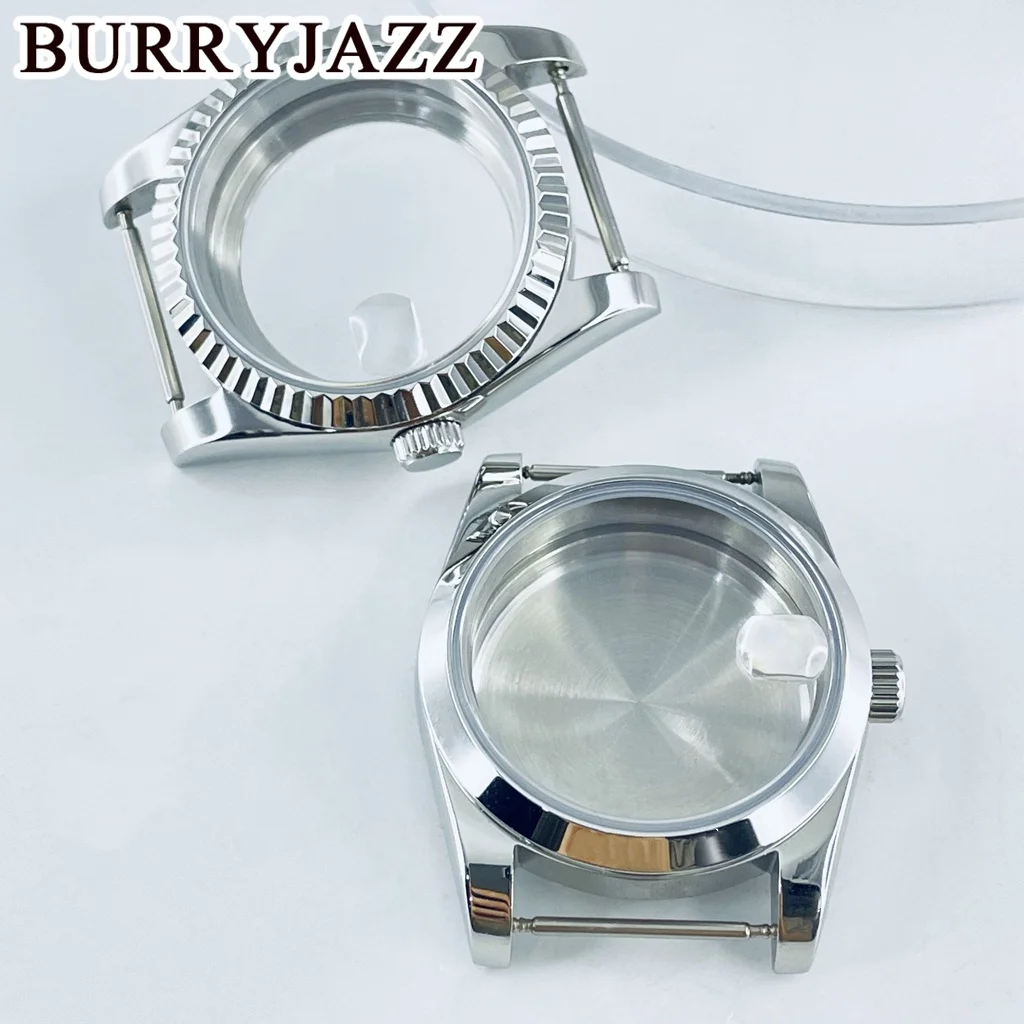 BURRYJAZZ 36mm 40mm NH34 NH35 NH36 PT5000 ETA2824 Watch Case Silver Stainless Steel Case Waterproof Sapphire Crysta