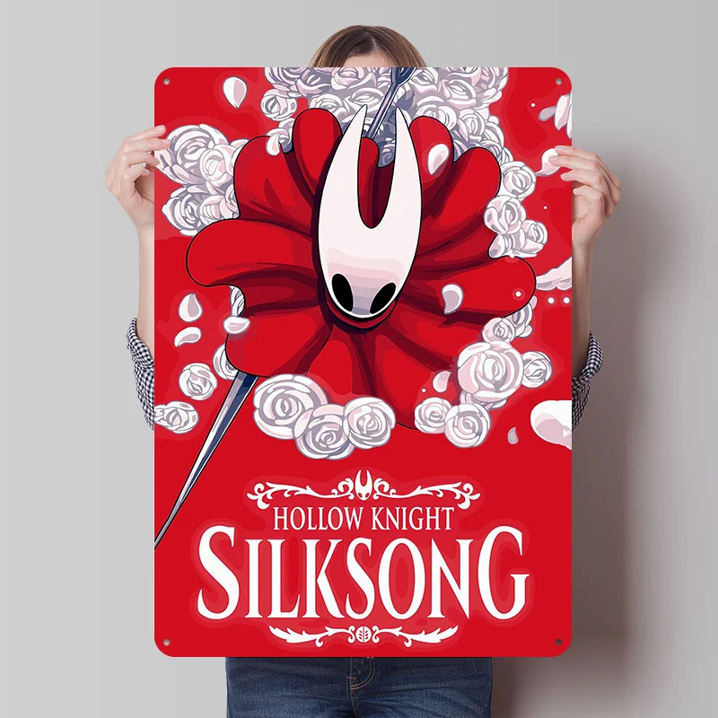 Hollow Knight Silksong Poster Gaming Vintage Wall Art Metal Sign Customized Tin Plaque for Man Cave Decor Living Room Decoration