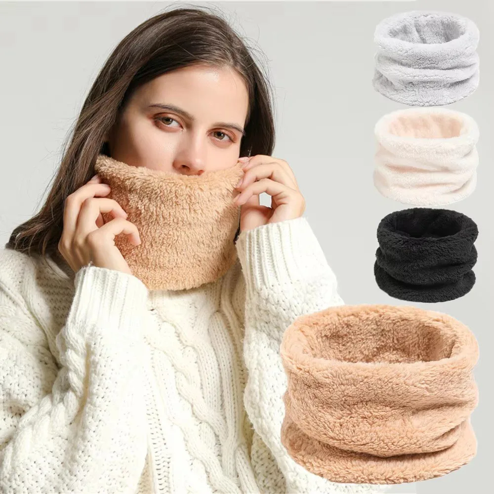 New Cashmere Warm Collor Ring Winter Scarf Solid Plush Thick Outdoor Sport Men Women Children Neckerchief Full Face Mask Muffler