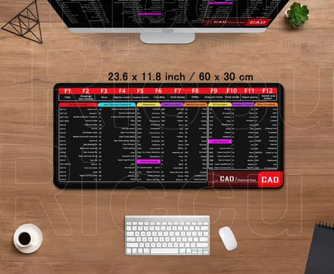 Коврик для мыши Riccu 100x50 см для AutoCAD, нескользящий, прошитые края