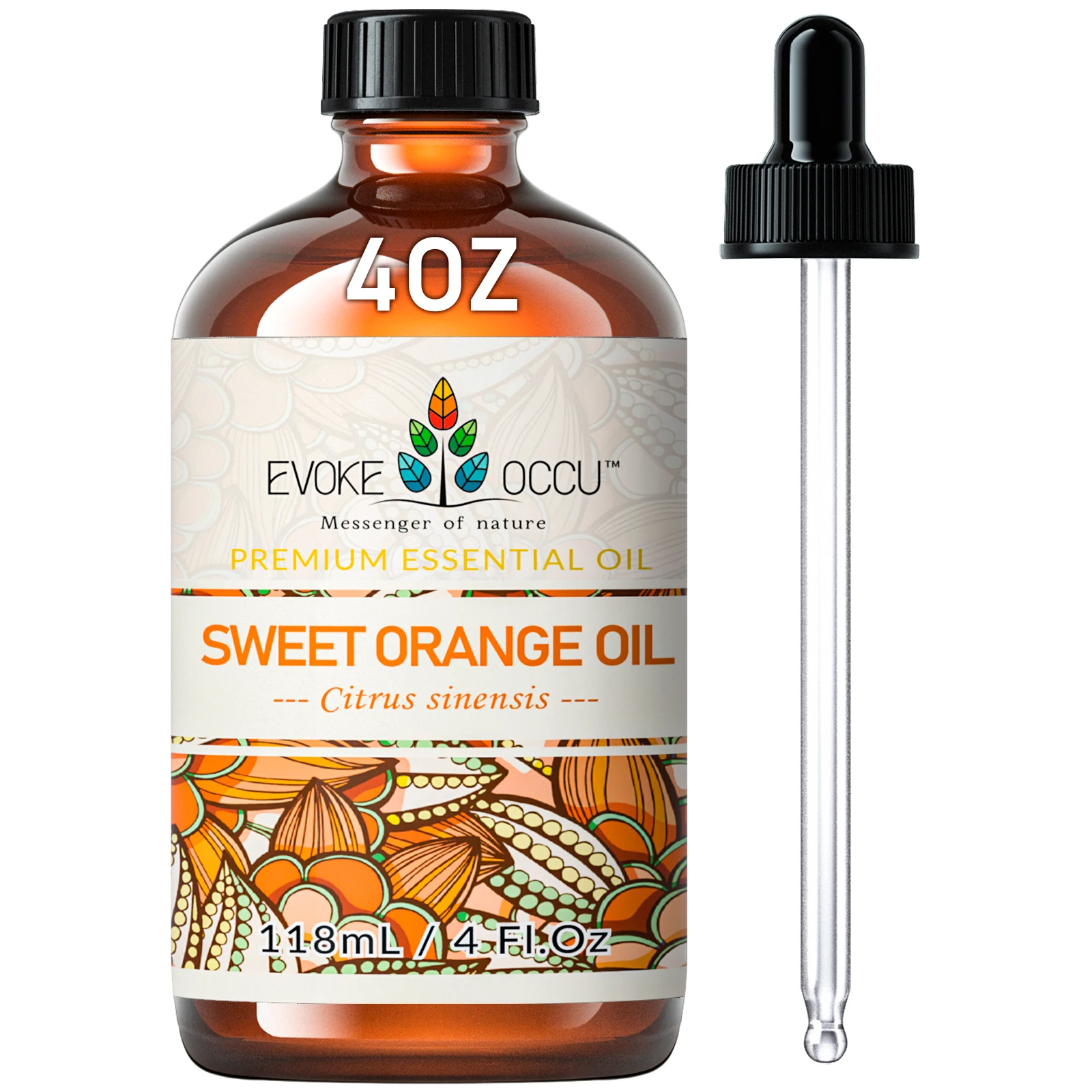 EVOKE OCCU 118ML/4 Fl.Oz. Essential Oils, Premium Sweet Orange Plant Oil for Diffuser, Humidifier, Massage, Fresh air, Skin,