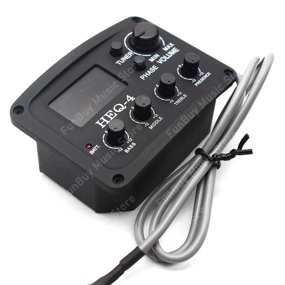 4-band Acoustic Guitar Preamp HEQ-4 Guitar Piezo Pickup with Tuner EQ Equalizer Folk Guitarra Accessories