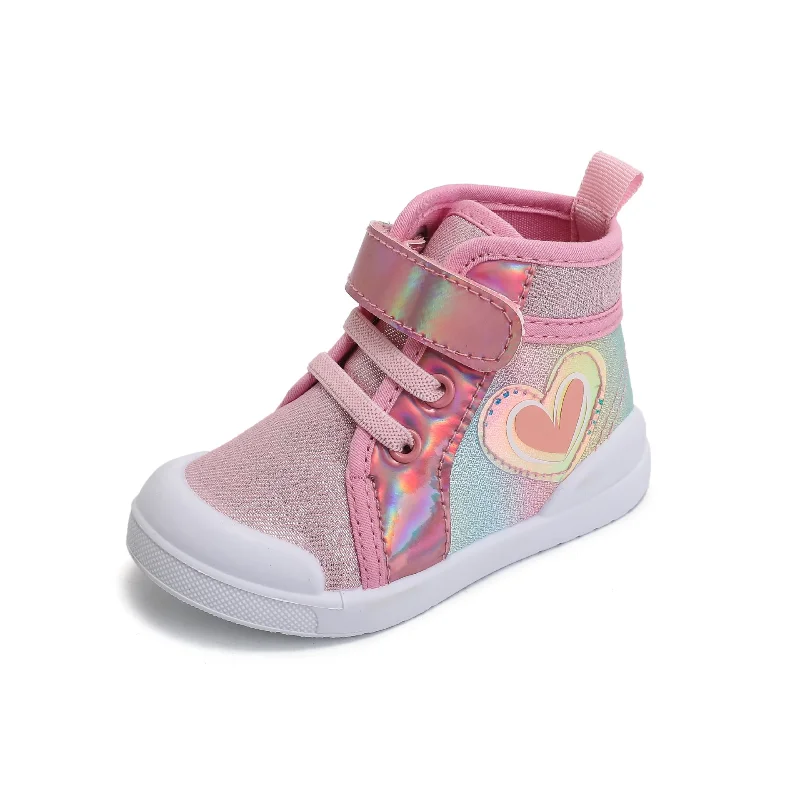 Children Canvas Shoes High Top Cute Girl Princess Shoes Shiny Casual Board Shoes Kids Shoe for Girl Toddler Girl Shoe Кроссовки