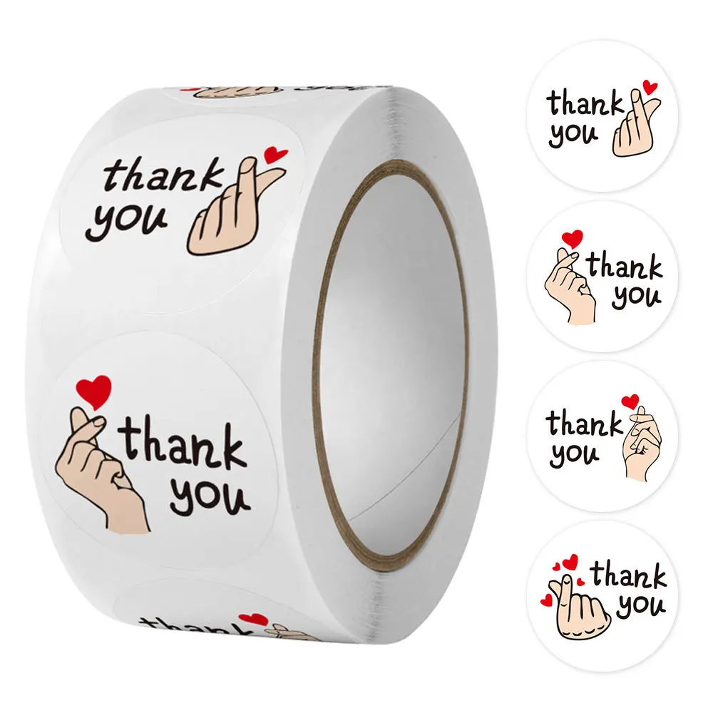 White Circular Thank You Stickers Bouquet Cards Letterhead Labels Store Gifts Food Sealing Stickers Scrapbooking Decoration