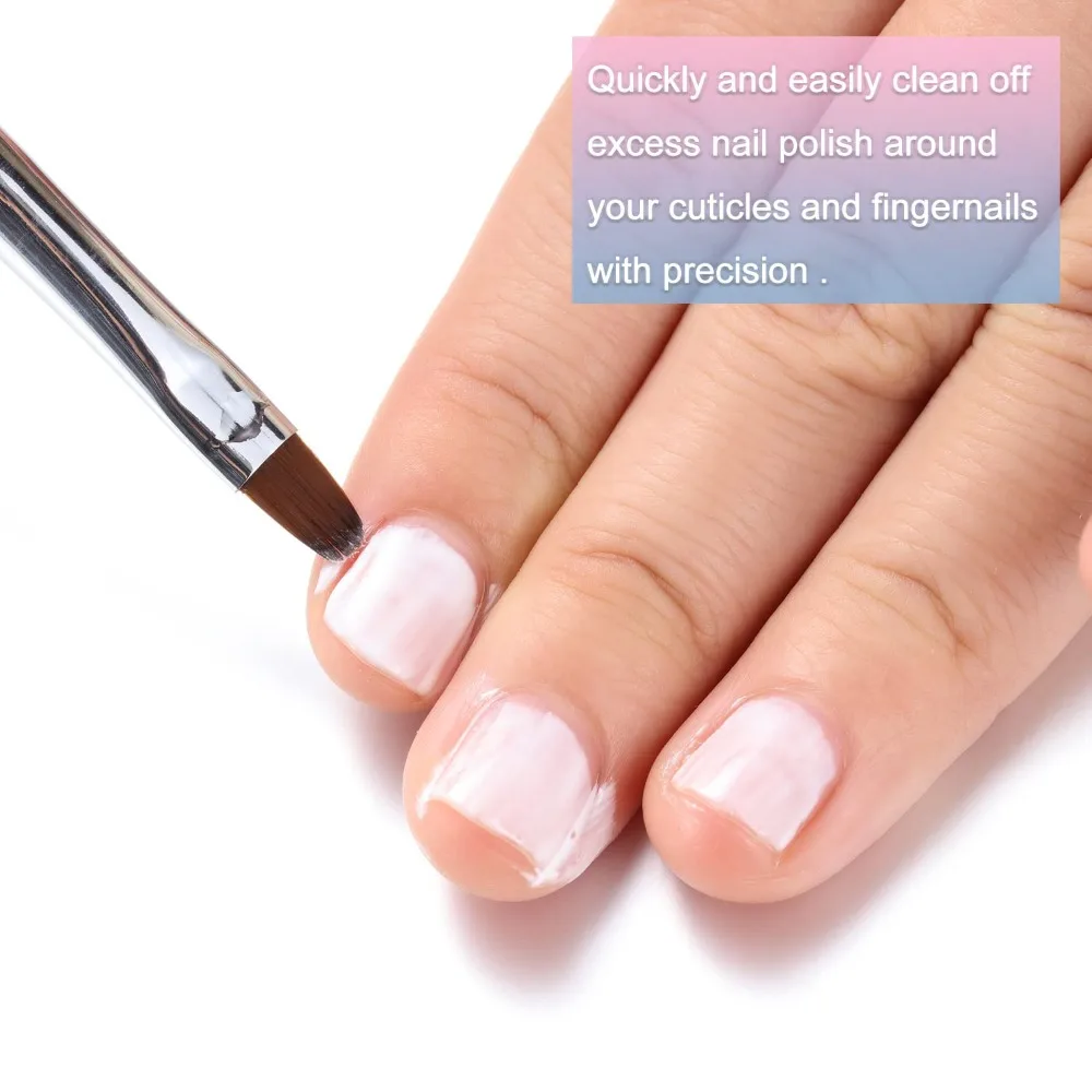 Nail Art Clean Up Brush Set Acrylic Nail Polish Remover Mistakes Corrector Angled and Round Tip Brushes Acetone Resistant Nail Design Detailing Tools for Cuticles