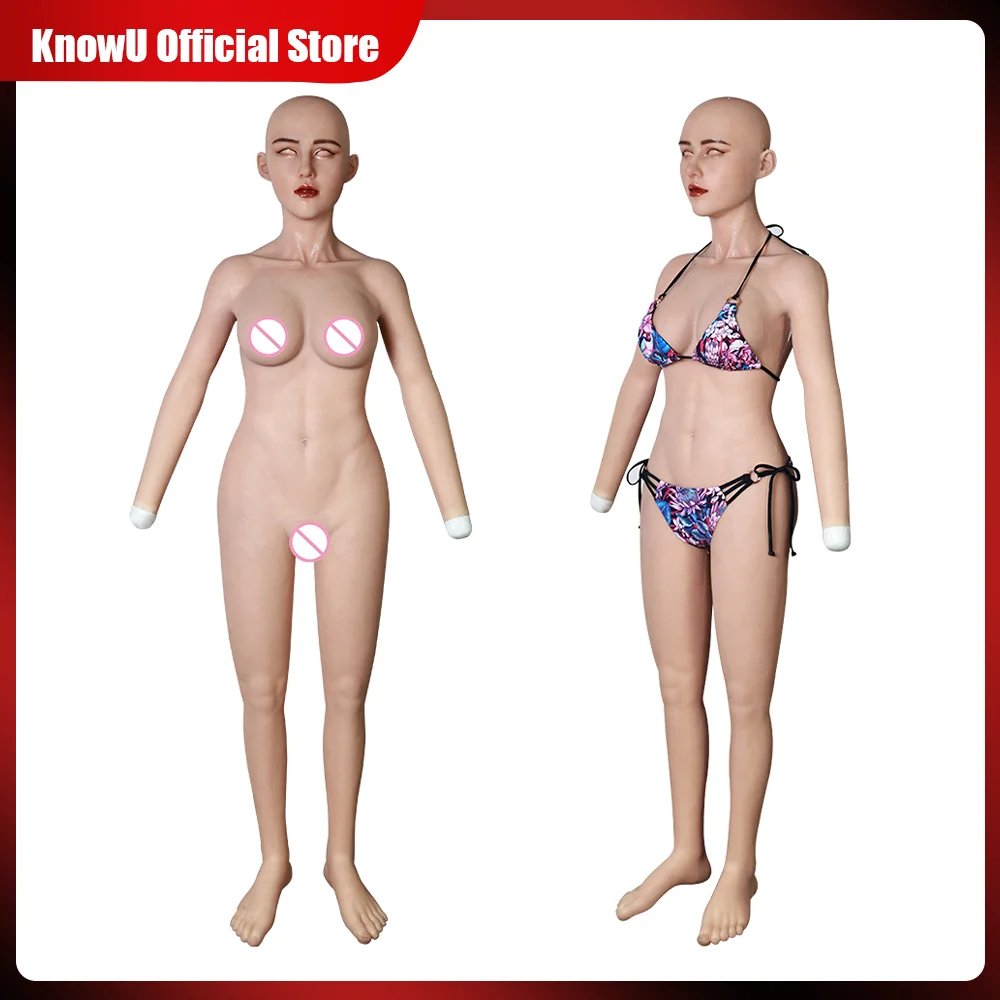 KnowU Full Silicone Bodysuit With Arm and Mask D-Cup Breast Fake Vagina Belt Urinary Tube Crossdressing Shemale Crossdresser