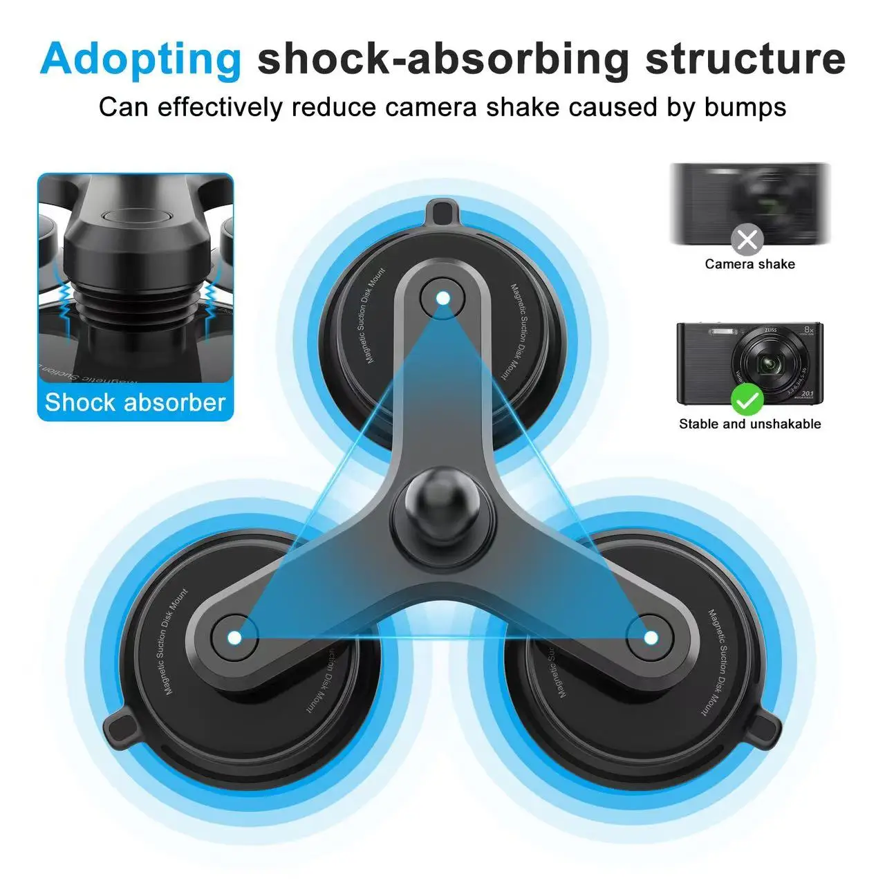 Ckhb-35D45 سوبر قوي المغناطيسي 360 درجة بانورامية حامل كاميرات مراقبة عالي الجودة الضغط ترايبود شفط كأس الملحقات ل insta360