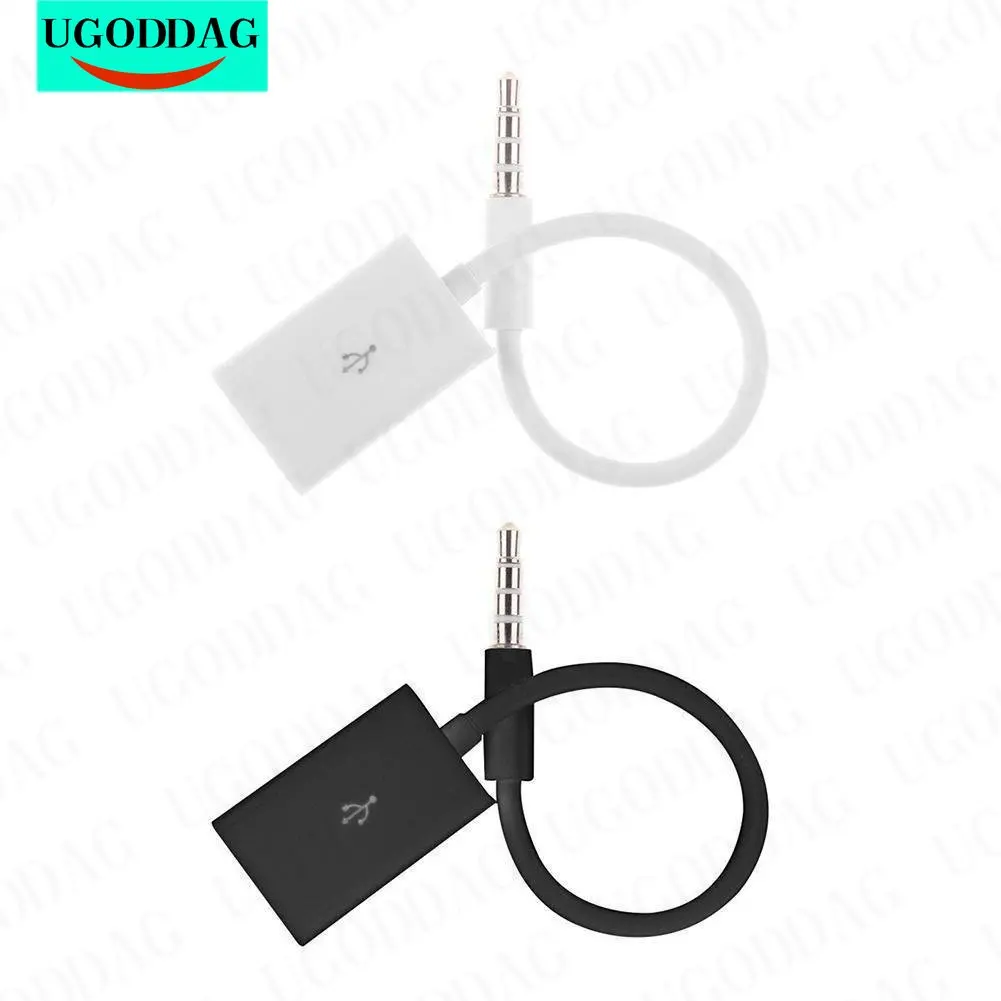 3.5Mm Auto Kabel Male Car Aux Audio Plug Jack Naar Usb 2.0 Female Converter Adapter Zwart Wit Kleur Kan kiezen