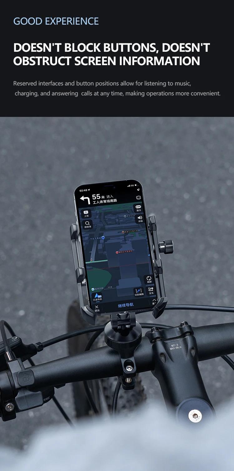 Xunting 360° ° Drehbarer elektrischer Fahrrad-Telefonhalter aus Aluminiumlegierung, rutschfeste Halterung, universelles Mobiltelefon – Detail 7