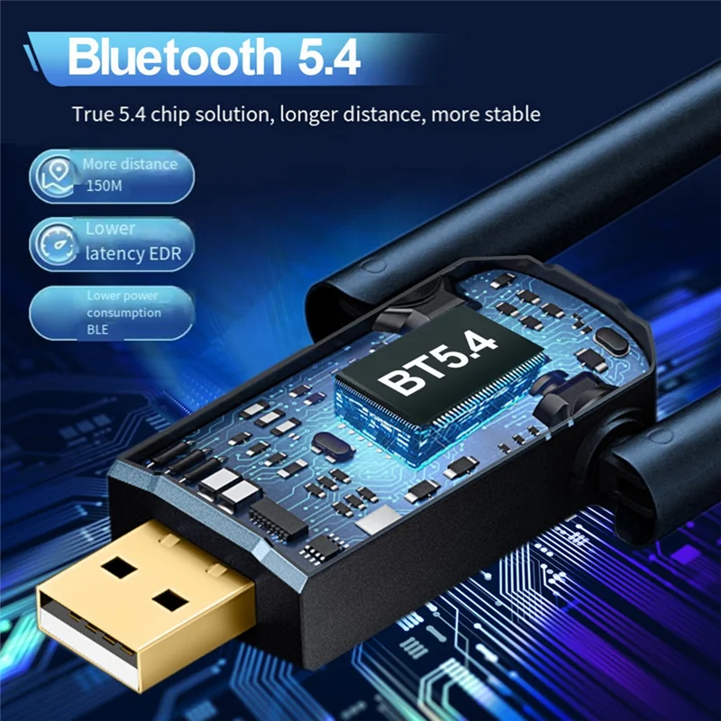 Leading-150 Meters Bt5.4 Bluetooth Adapter Free Drive Computer Usb Bluetooth Audio Headset Receiving Transmitter With Antena