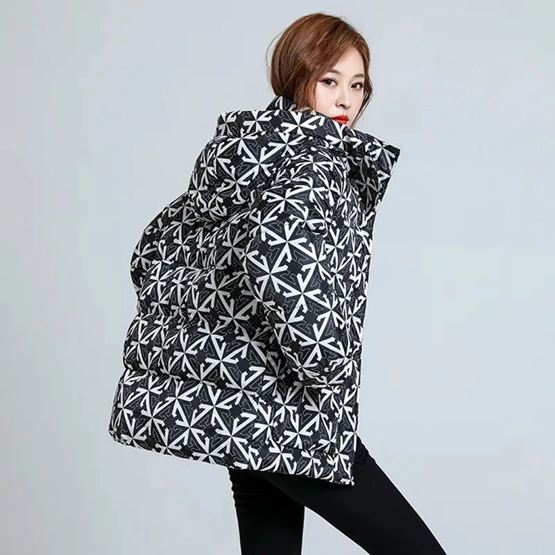 Winter Jacket Womens 2023 New Down Cotton-Padded Coat Hooded Parkas Thick Short Female Outerwear Loose Casual Oversize Overcoat