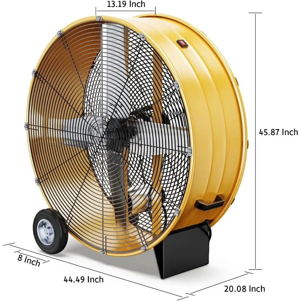 24 Inch Heavy Duty Metal Industrial Drum Fan, 3 Speed Floor Fan for Warehouse, Workshop, Factory and Basement