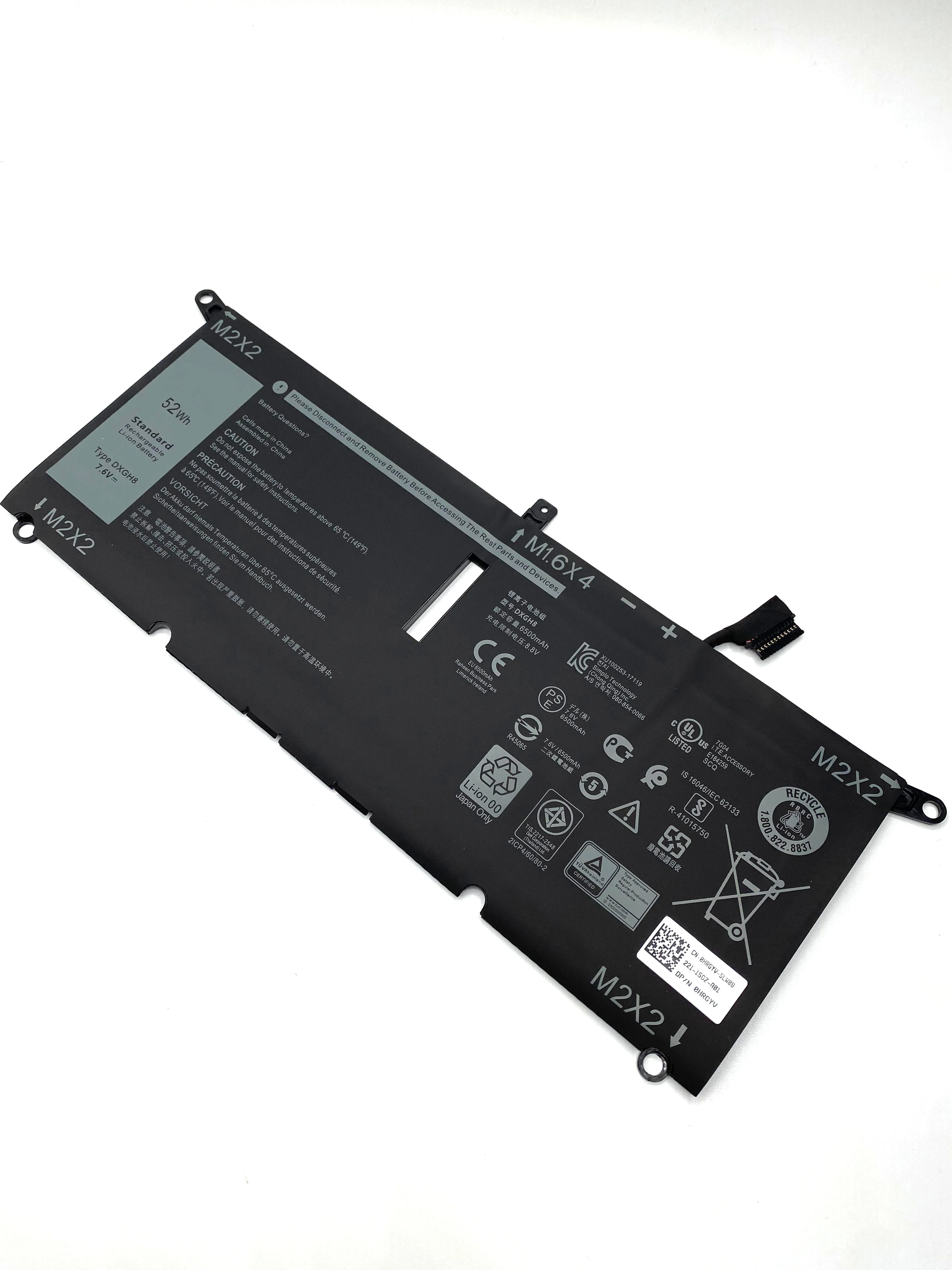 Batterie d'ordinateur portable DXGH8, Dell XPS 13 9380 9370 7390, Dell Inspiron 7390, 2 en 1 7490 G8VCF 0H754V P82G HK6N5 P114G P115G, Nouveau