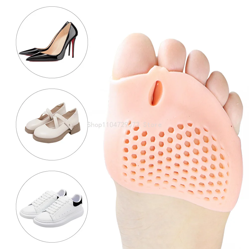 Almohadillas de Gel correctoras de Hallux Valgus, almohadillas para el cuidado de los pies, almohadillas para el antepié, cojín separador de dedos de silicona, plantillas para zapatos para aliviar el dolor, 1 par