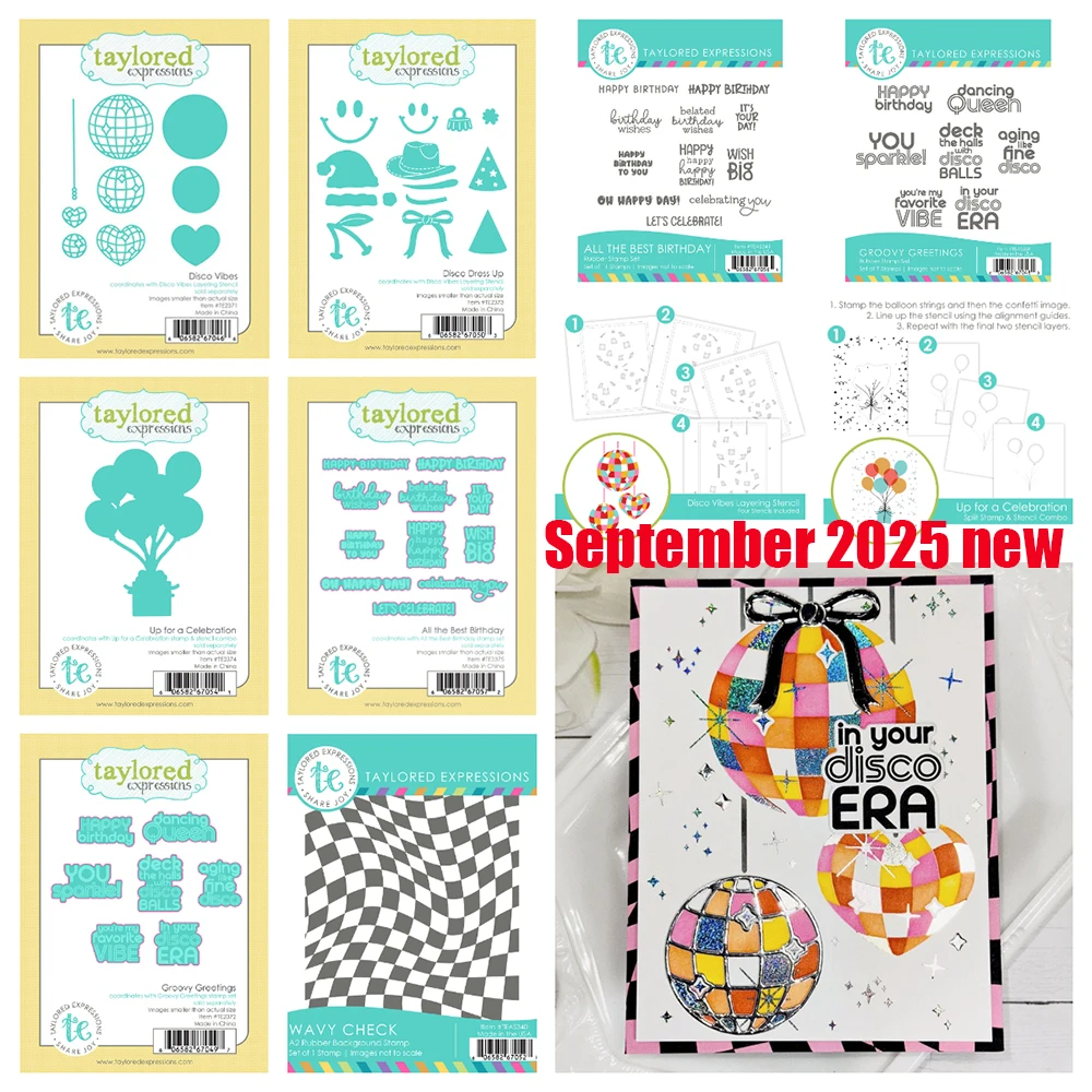 

2025 September New All the Best Birthday Disco Vibes Metal Cutting Dies Stamps for DIY Handmade Scrapbooking Photo Albums Cards
