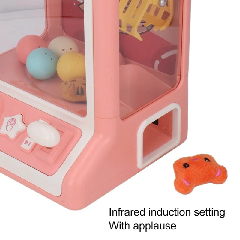 Automat do zabawek dla dzieci, elektroniczny, z muzyką i światłem, wzór króliczka i kosmosu, mini automat z chwytakiem, różowy.
