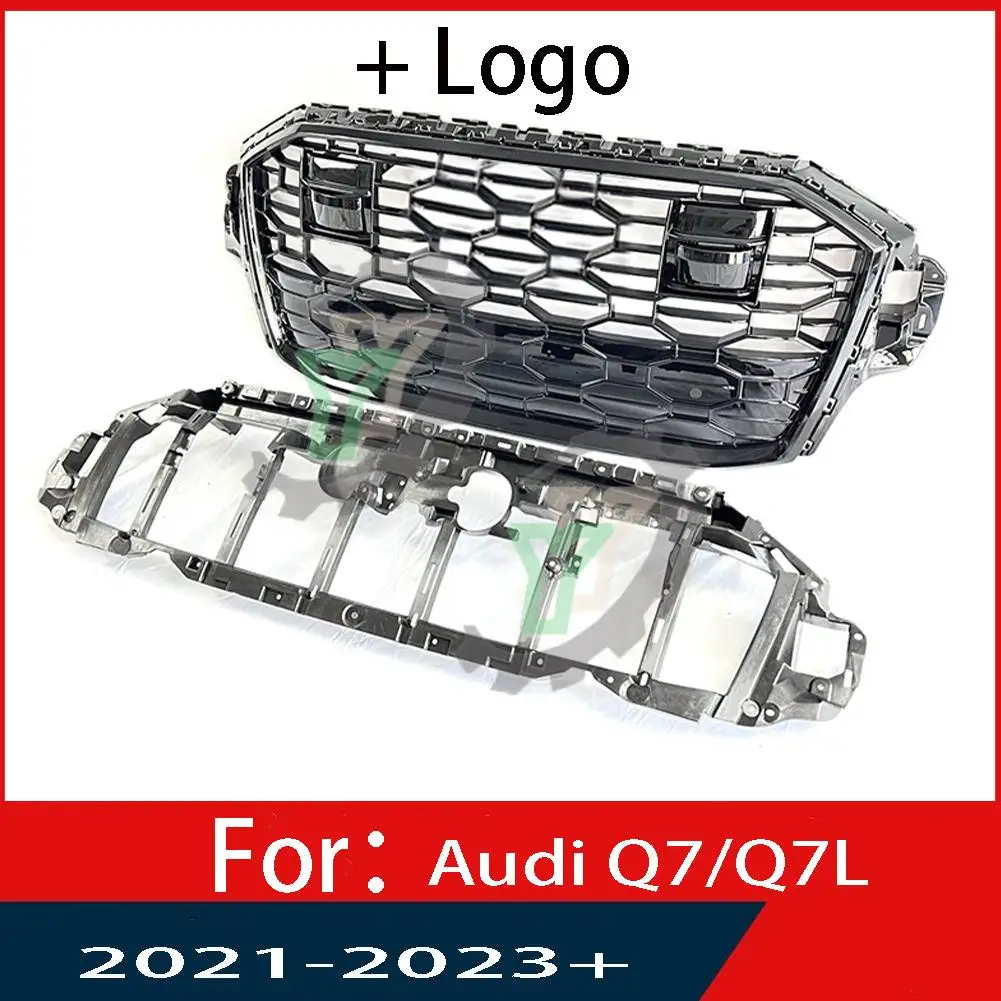 For Audi Q7/Q7L 2021 2022 2023 Car Front Bumper Grille Centre Panel Styling Upper Grill (Modify For RSQ7 style)