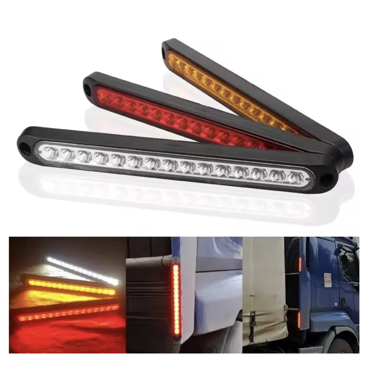 2pcs 12V/24V Third Brake Light Assembly, Multi-Position Rear Warning Lamp for Truck Trailer Commercial Vehicles