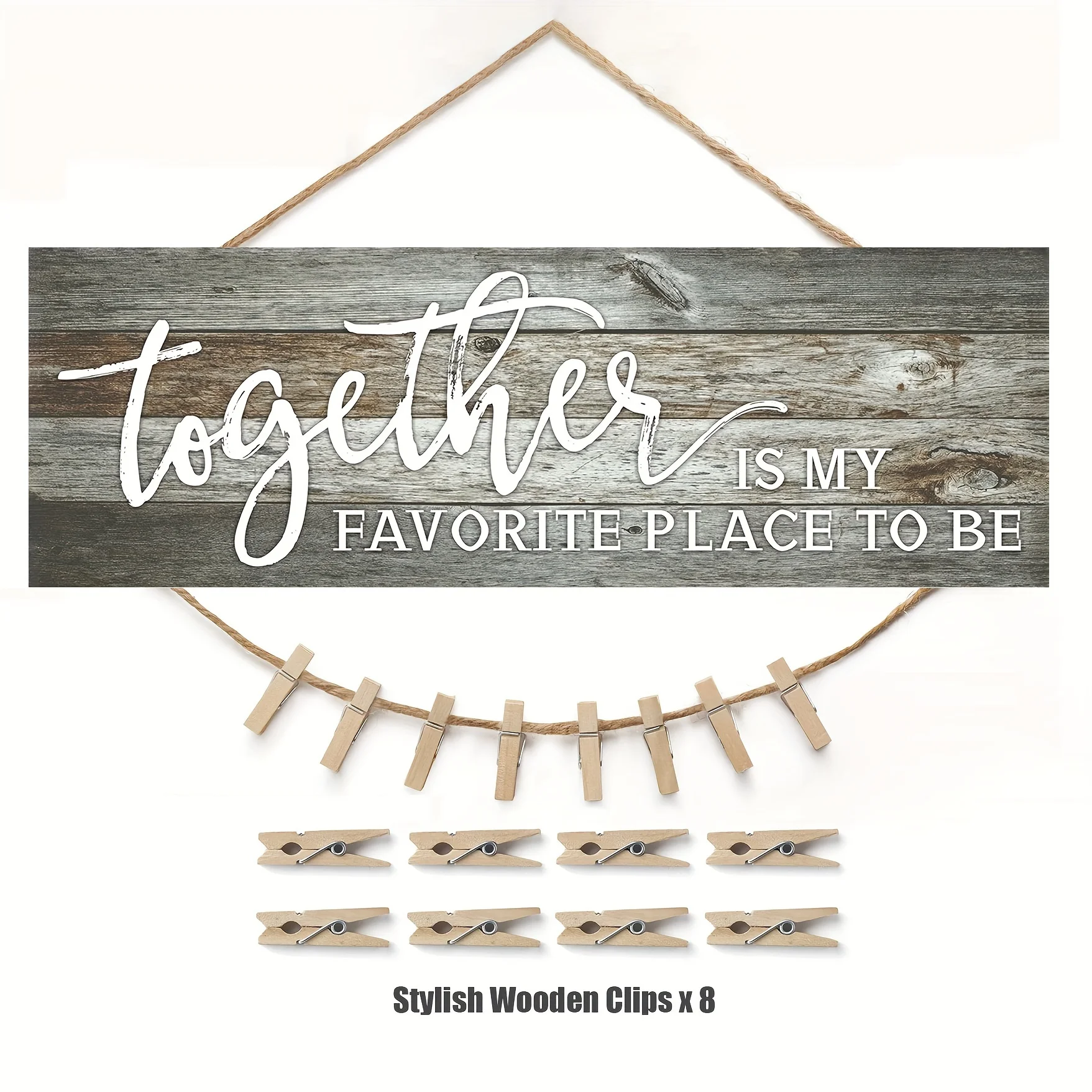 Wood Hanging Photo Holder Housewarming Gifts New Home Wall Decor Sign Family Together Is My Favorite Place Picture Frame Gifts