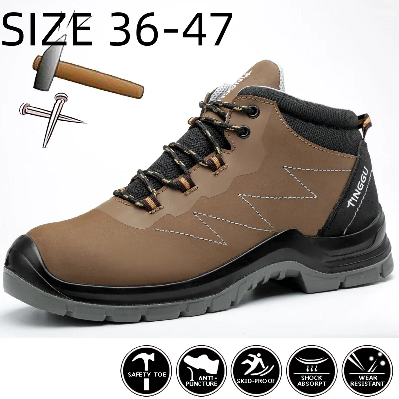 

New Men Safety Shoes Anti Puncture Steel Toe Work Shoes Anti-Scald Anti-Spark Welder Shoes Anti-Static Work Boots Big Size 36-47