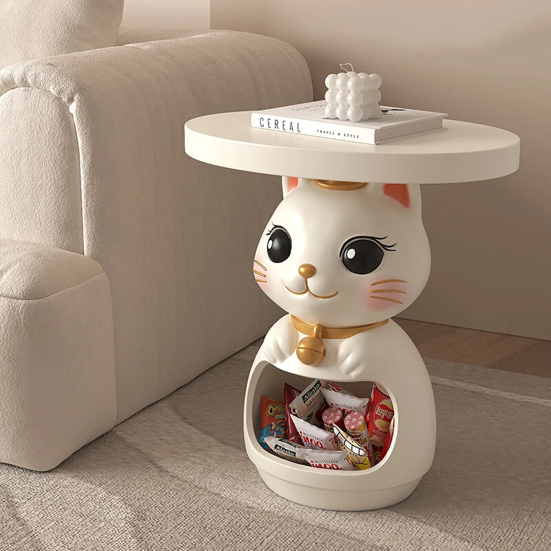 

Home Decor Sculptures Decorations Accessories Fortune Cat Storage Side Table Floor Ornaments Living Room Resin Animal Statues