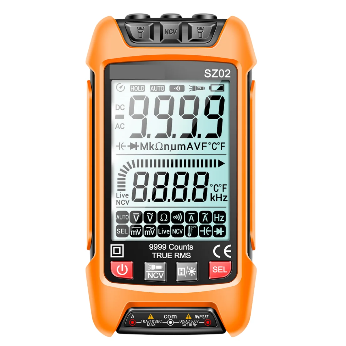 

Цифровой мультиметр 9999 отсчетов True RMS с автоматическим определением, измеритель емкости, температуры и сопротивления