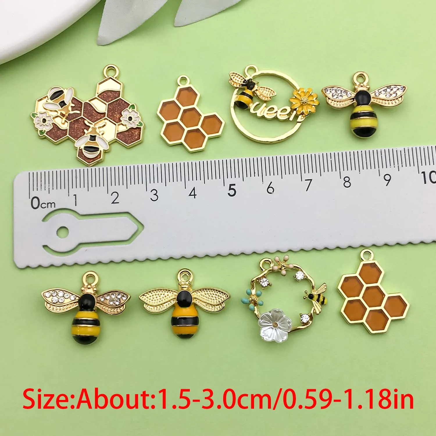 10/12pcs Enamel Bee, Flower, Honeycomb Charms Alloy Insect, Plant Pendants for DIY Bracelet Necklace Jewelry Making Accessories
