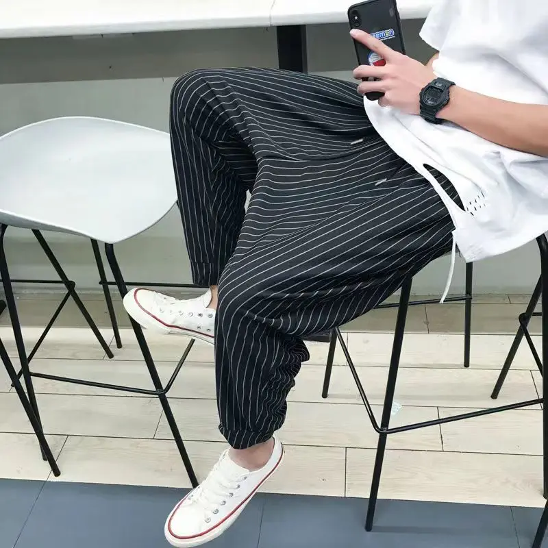 2024 New Spring and Autumn Trend Korean Edition Hip Hop Style Drawstring High Waist Low Crotch Loose Oversized Haren Pants