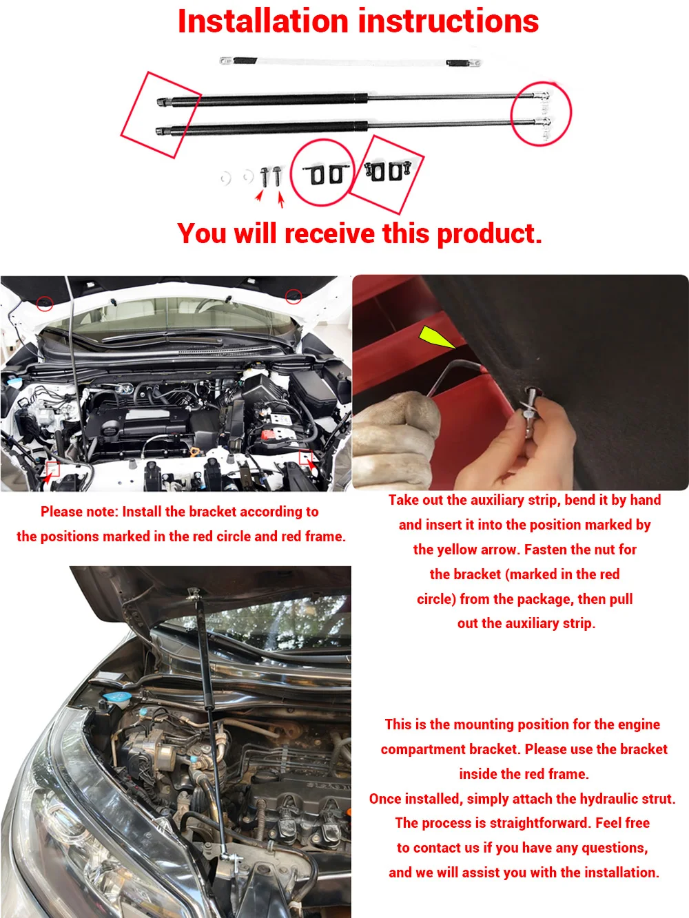 For Honda CR-V CRV 2011-2016 4TH IV Car Refit Bonnet Hood Gas Shock Lift Strut Bars Support Rod Car-styling