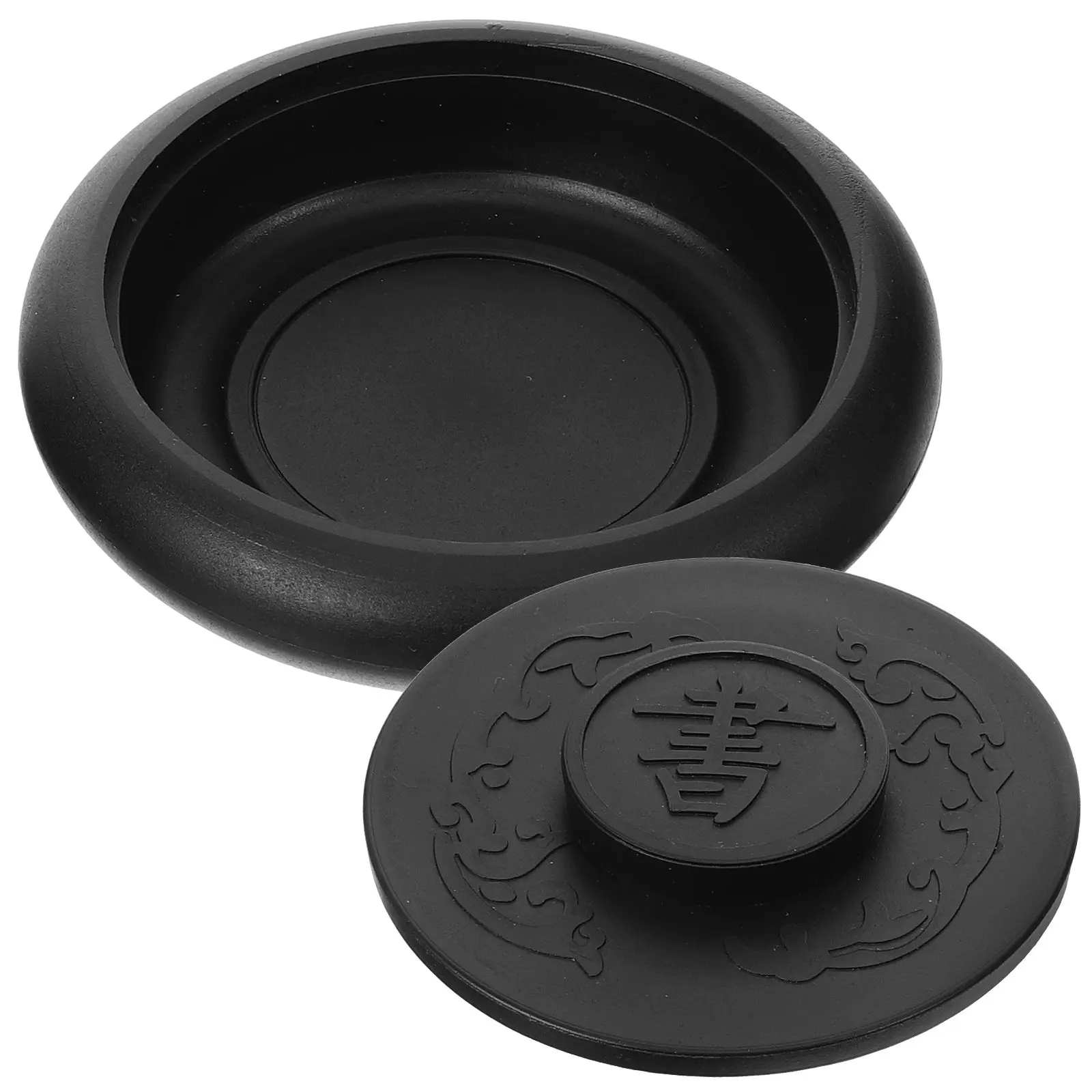 

1Pcs Ancient Horse 4 Inch Black Lidded Calligraphy Inkslab for Drawing Writing Portable Grinding Painting Ink Stone