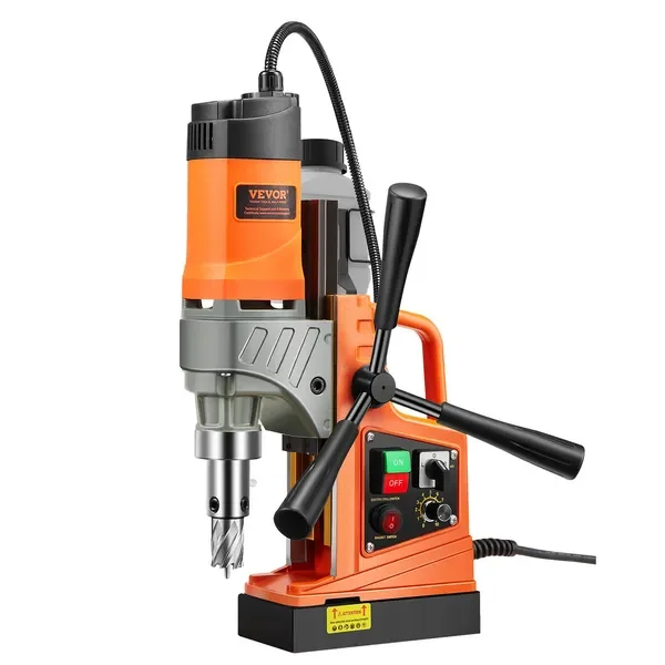 

Magnetic Drill, 1450W Motor 1.6 in Boring Diameter, 2810 lbf Portable Electric Mag Drill Press, with 2 Coring Bits, Variable
