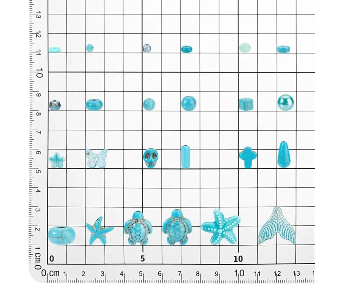 Contas de pedras preciosas turquesa e estrela do mar tartaruga, vidro azul Heishi Beads, praia do verão, 24 estilos, 1071pcs