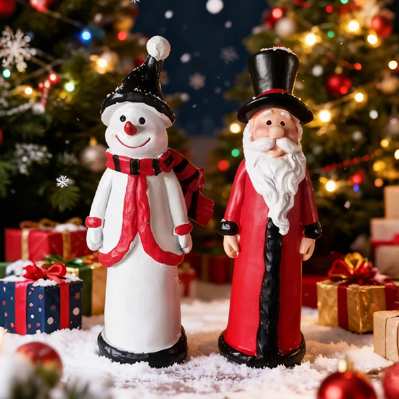 

Christmas Decorations Cute Santa Claus Ornaments Snowman Statues Tabletop Ceramics Festive Decorative Crafts For Home Party Gift