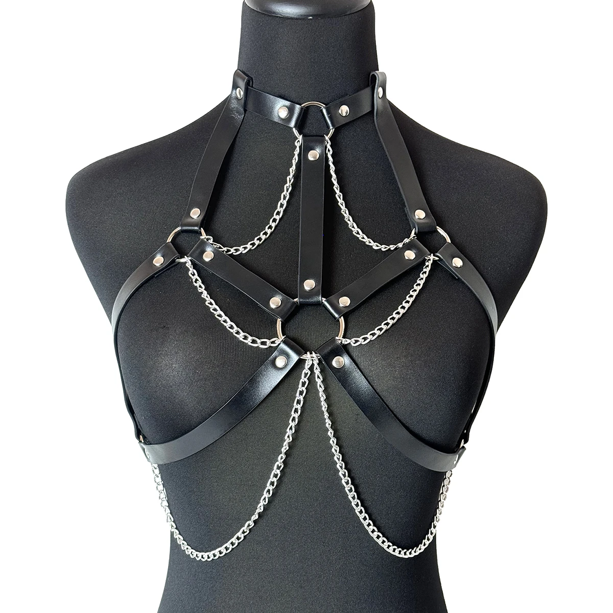 

Ladies' Black Leather Belt Adjustable Chain, Body Restraint, Tight Fitting Strap, Adult Alternative Party, Holiday Accessories