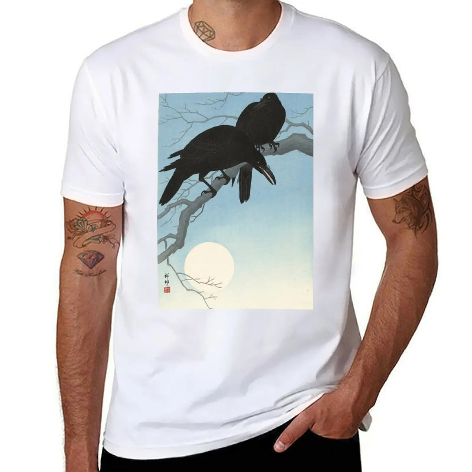 

Two crows on a branch, Ohara Koson, 1927 T-Shirt cotton t shirts high quality t shirts with prints T-Shirt