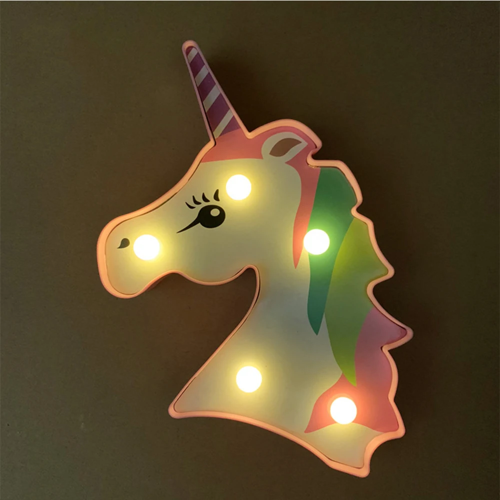 3D Cute Unicorn Night Fairy Light Can Be Hung Premium LED Beads Home Wall Decoration AA Battery Birthday Xmas Gift For Kids