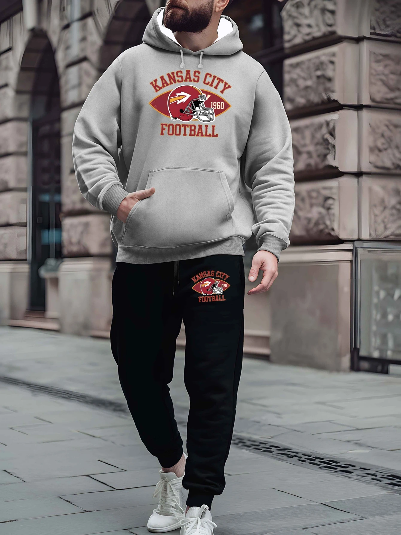 

Fashion autumn and winter men's clothing 25best-selling hoodie Y2K street versatile 2-piece set Sweatshirt+Trousers Jogging Suit