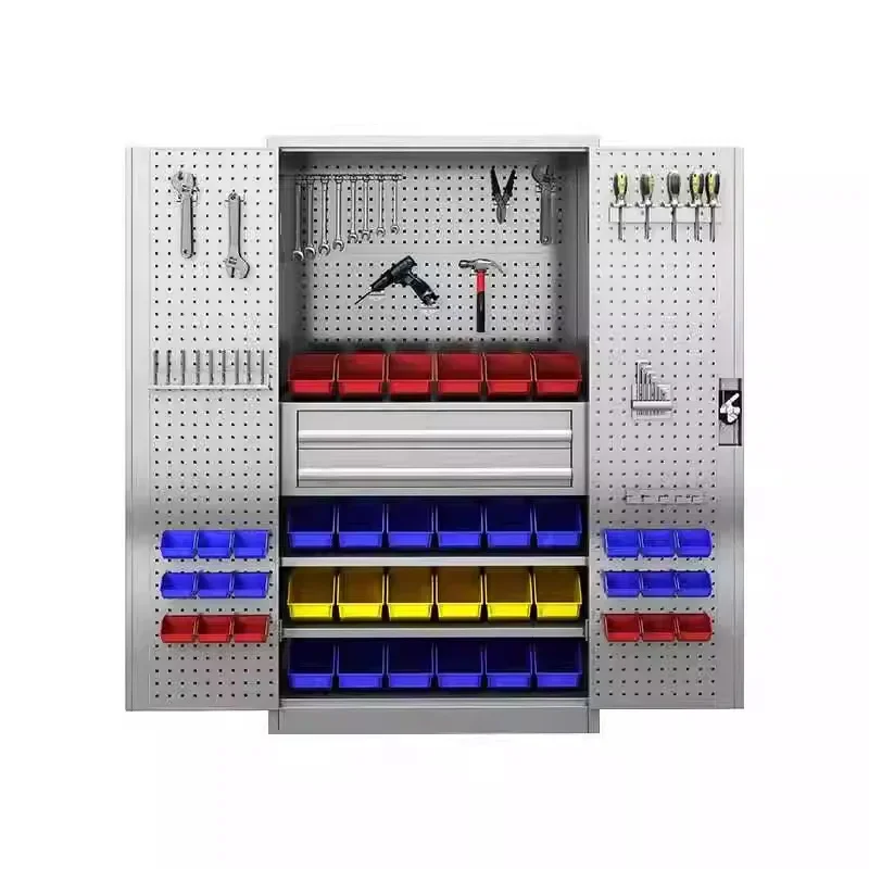 Stainless steel heavy tool cabinet double door multi-function hardware parts drawer cabinet workshop