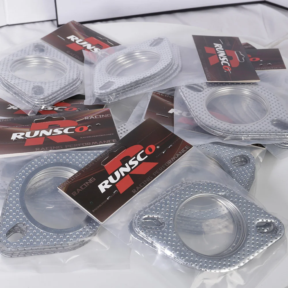 Universal Car Exhaust Downpipe Flange Gasket 2.0/2.16/2.36/2.5/2.75/3.0 Inch Exhaust Pipe Intake Tube Gasket Two Holes 5/pack