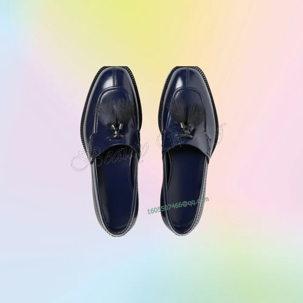 

Мужская обувь с синей бахромой и декором, лакированные туфли-лодочки, новый стиль, мужские модельные туфли, мужские туфли без шнуровки для вечеринок, большой размер 47, весна-осень