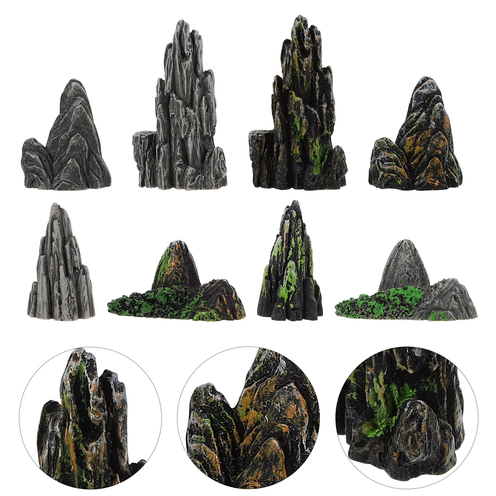 8 Pcs Micro Landscape Miniature Rockery Garden Decor Aquarium Rockeries Small Bonsai Fish Tank Decoration Resin images - 6