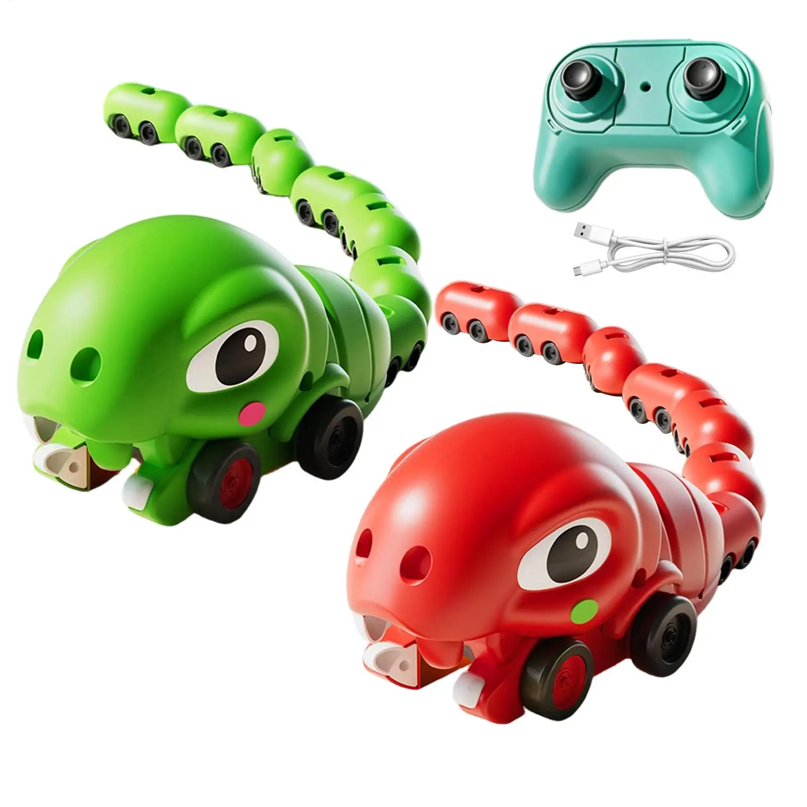 Model Remote Controlled Greedy Snake Magnetic Electric Dinosaur Eating Interactive Double Person Battle Toy Car for Kids