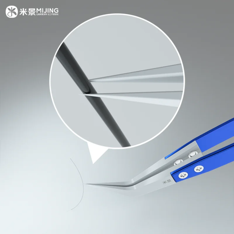 MIJING Anti-static Ceramic Tweezers for Mobile Phone Maintenance High Precision Straight Curved Tip Repair Clip Tools
