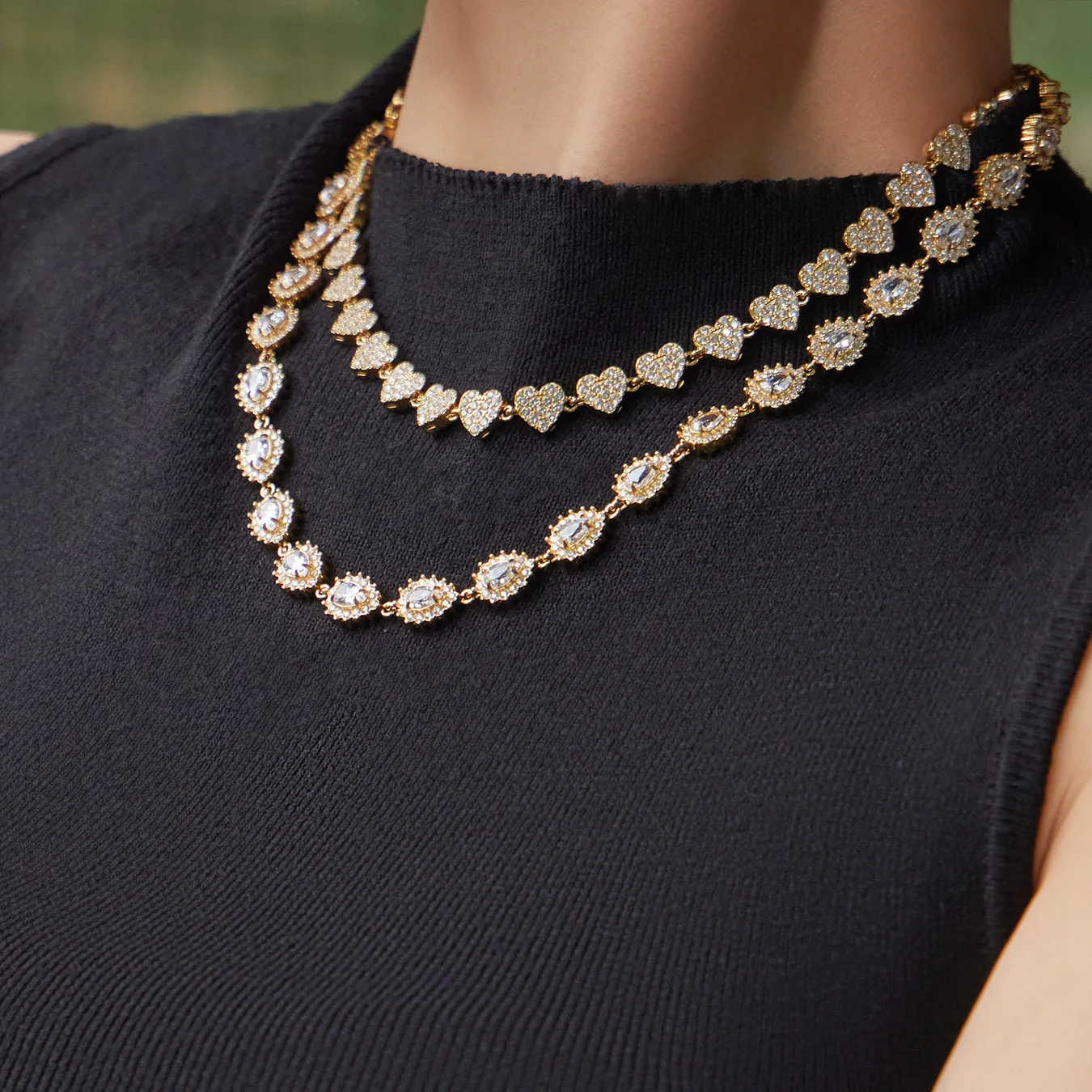 

18K Gold Plated Stainless Steel Teardrop Heart Necklace Bracelet Earrings Set Iced Out Pave CZ Tennis Chain Luxury Jewelry