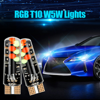 OKEEN 2pcs RGB Led T10 W5W Ligh Bulbs For Car 12SMD COB Canbus 194 168 Flash/Strobe Reading Wedge Light Auto Clearance Light 12V