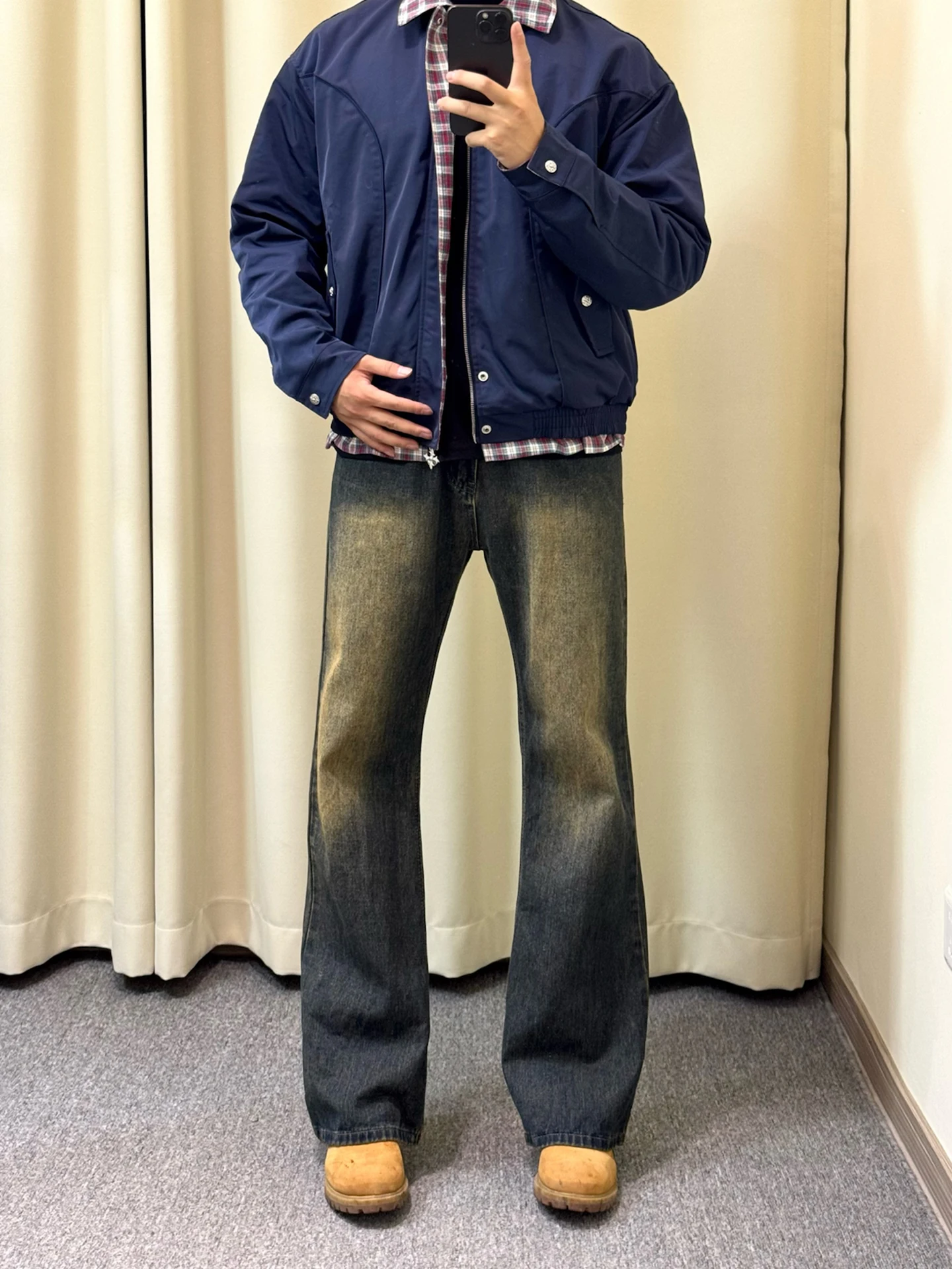 

Retro Blue Knife Jeans Men's High Waist Straight Leg Pants Waed out Vintage Sle Casual Youth Faion Autumn Wear